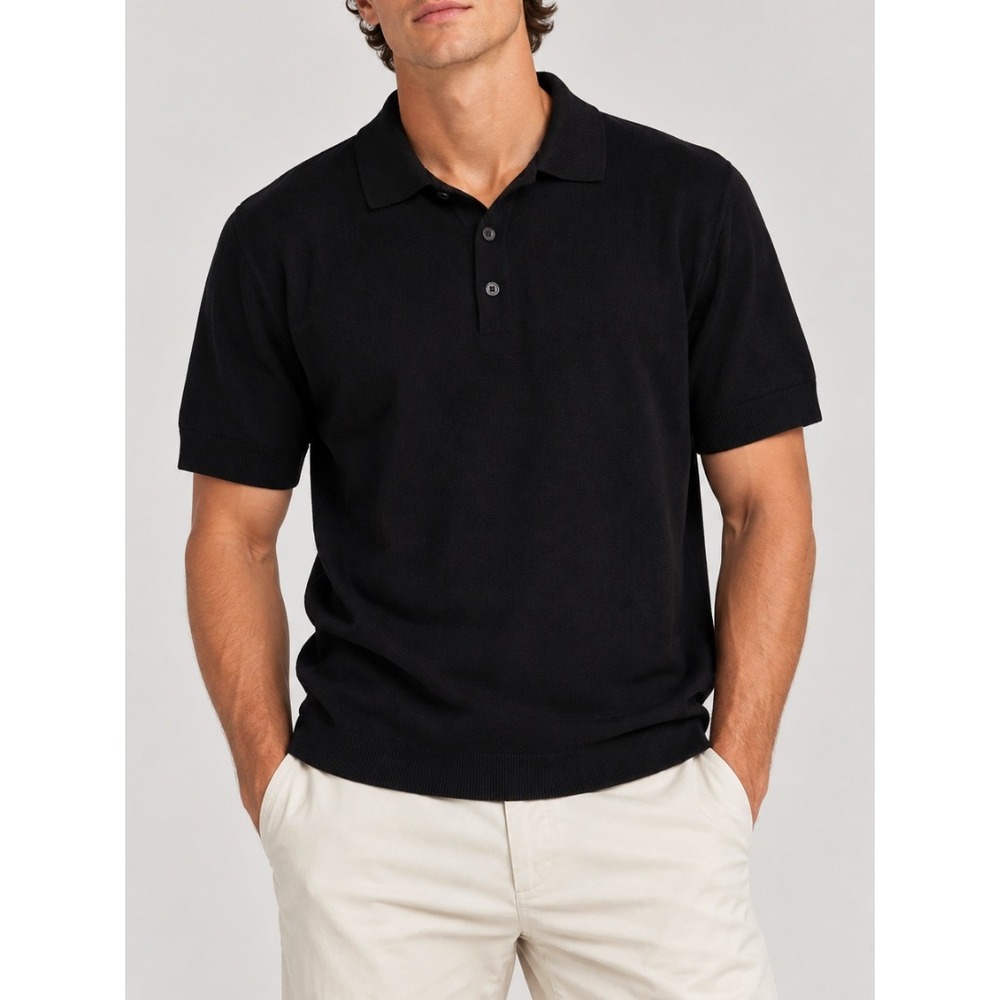 NEW Hugo Boss Slim Fit Polo Shirt Black Finest Italian Yarn Virgin Wool XL